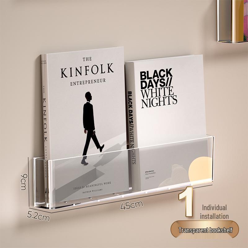 Adhesive Wall-Mounted Transparent Children's Bookshelf