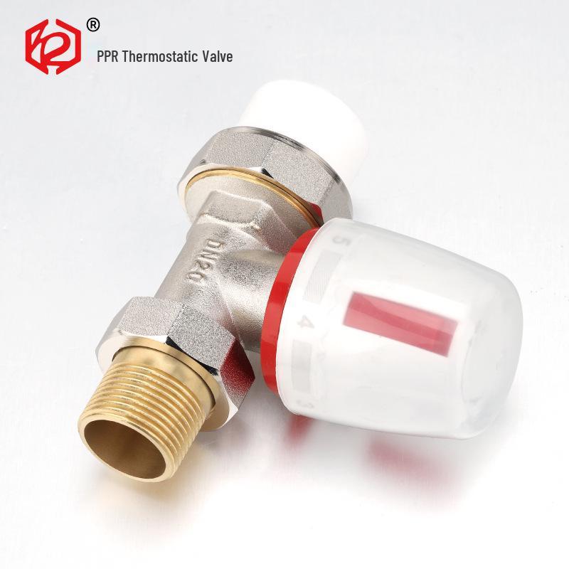 Brass PPR Straight Thermostatic Radiator Angle Valve for Floor Heating