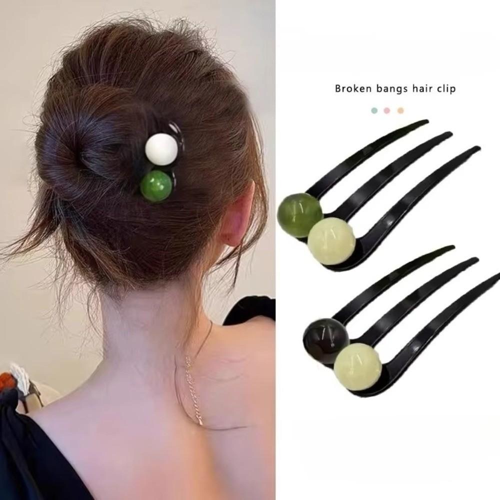 Plastic Hair Accessory Three Tooth Meatball Disc Sturdy Hair Fork  Hair Buns