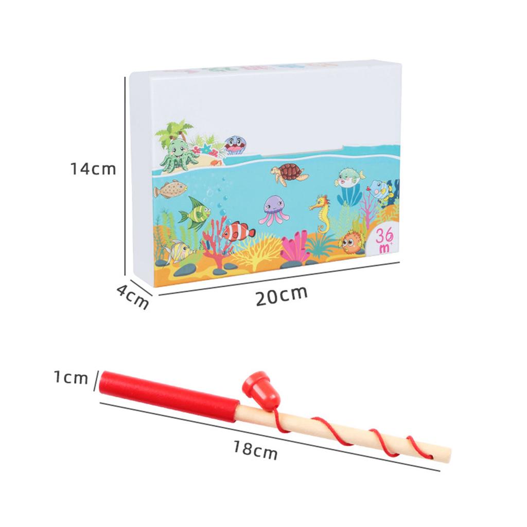 Wooden Magnetic Fishing Game Fine Motor Skill Magnet Fish Catching Counting Toy for Preschool