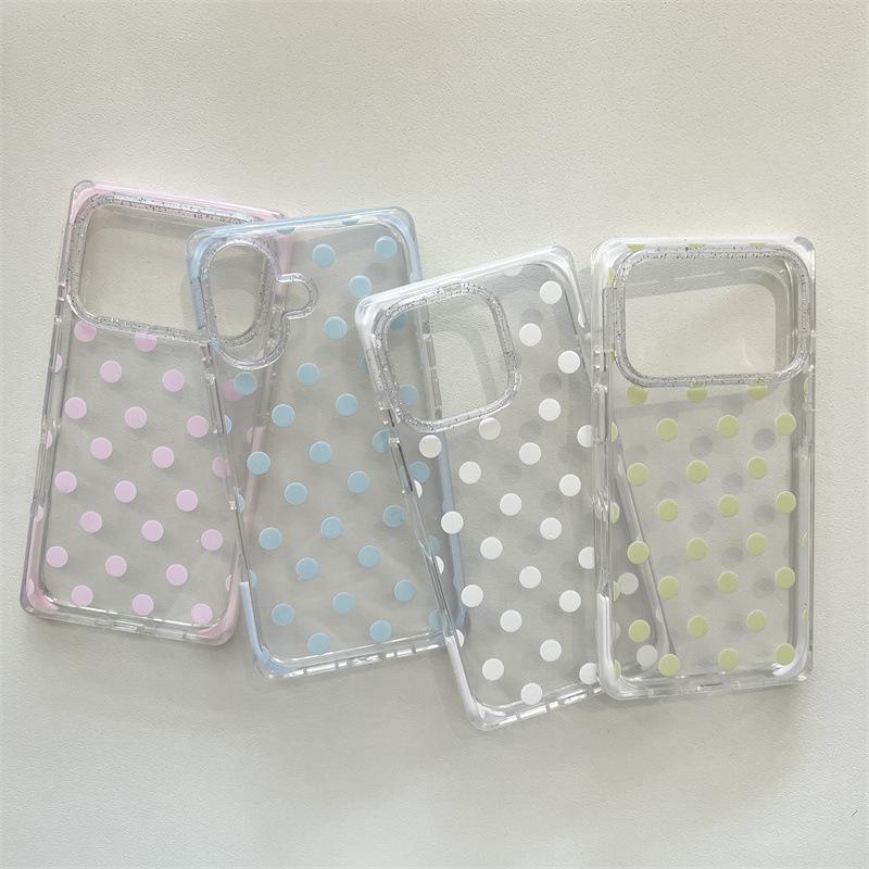 Korean Style Solid Color Polka Dot iPhone 17 / 16 Pro Max / 15 Pro Phone Case