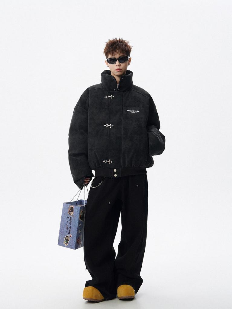 Unisex Retro Stehkragen Baumwoll Daunenjacke, Herbst/Winter High Street Stil, Locker und Vielseitig.
