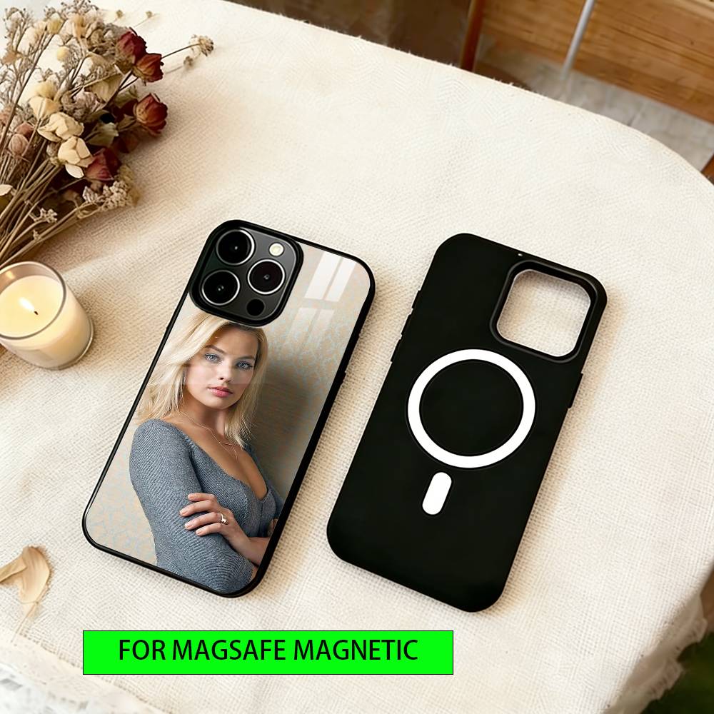 Margot Robbie Phone Case For iPhone17,16,15,14,13,12,11 Plus,Pro Magnetic For Magsafe Wireless Charging