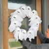 Halloween Ghost Wreath White Ghost Garland Spooky Indoor & Outdoor Hanging Decoration For Front Door Wall Party Spooky Garland