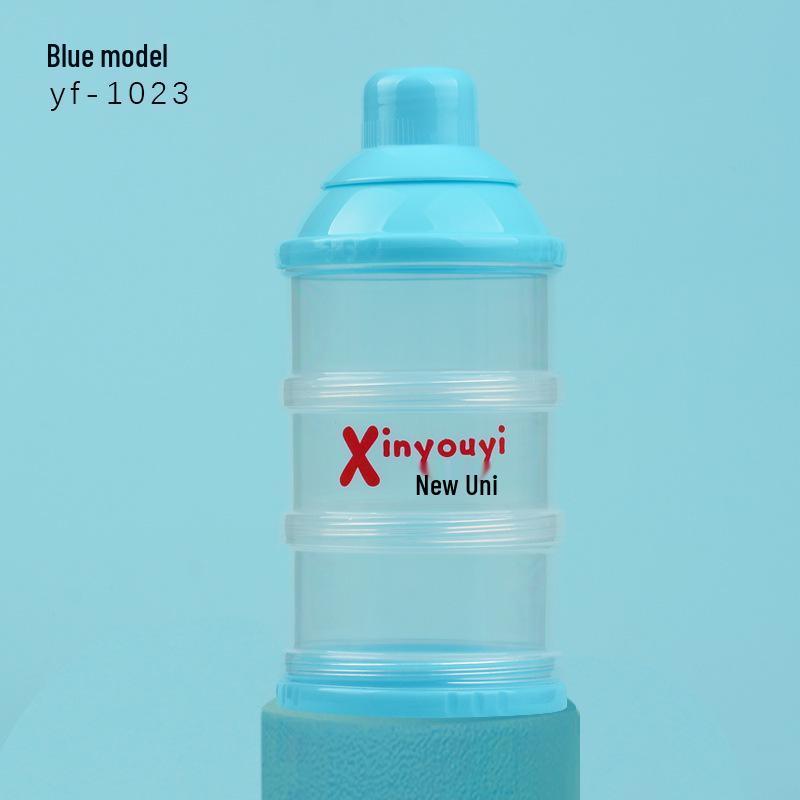 

Трехслойная портативная коробка для хранения детских перекусов и молочной смеси с крышкой синий