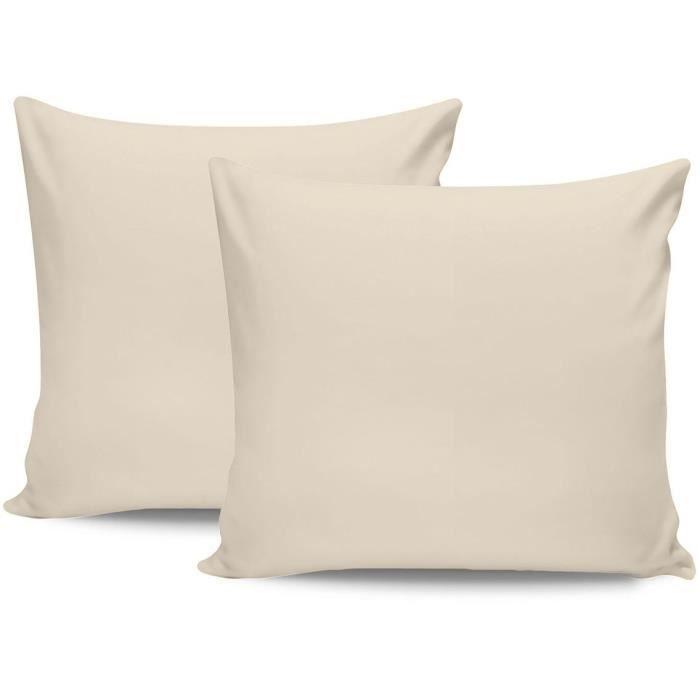 Parure de lit - 1 housse de couette 220 x 240 cm + 2 taies d'oreiller 60 x 60 cm - Satiné 100% coton - Crème