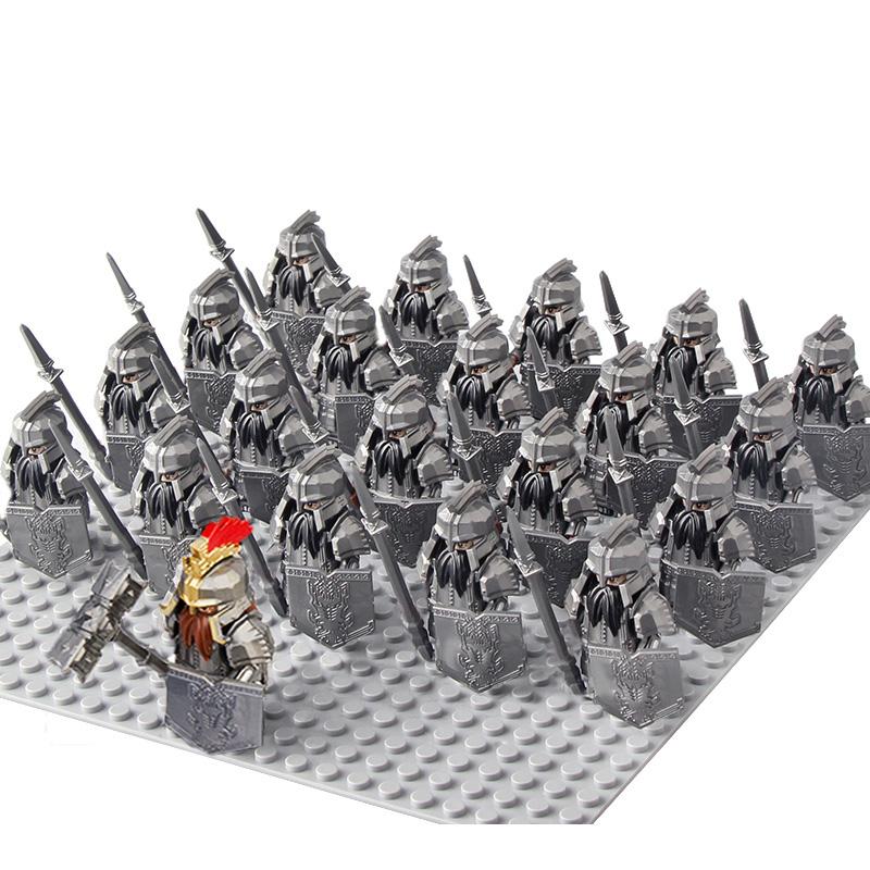 Ancient Rome Dwarf Warrior Elves Knight Rohan Eomer Haldir Urukhai Strong Orc Knight Spartacus Figures Building Block Kids Toy