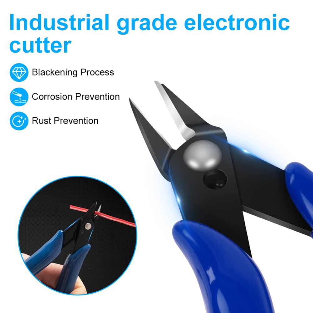 Wire Cutters, Spring-loaded CRV Steel Diagonal Flush Cutters for Electrical & Home Use–Heavy Duty Precision Side Cutting Pliers