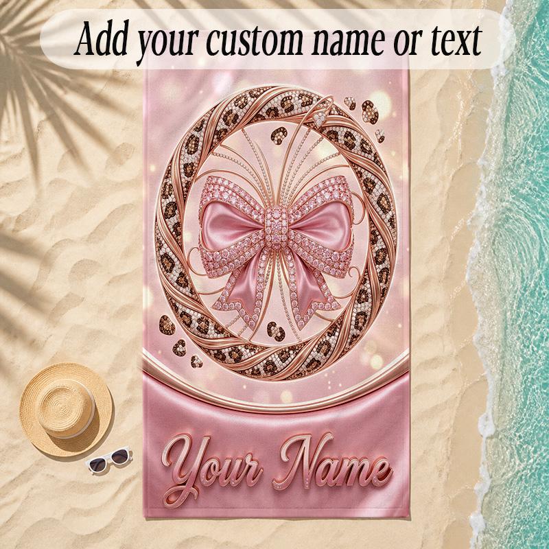 Rainbow Theme Soft Beach Towel Personalized Custom Name Text Towel Portable for Beach Pool Travel