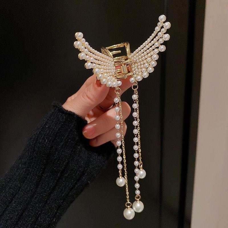 Pearl Flower Butterfly Hair Pin Fashion Chain Tassel Hair Accessories Women Grab Shark Clips