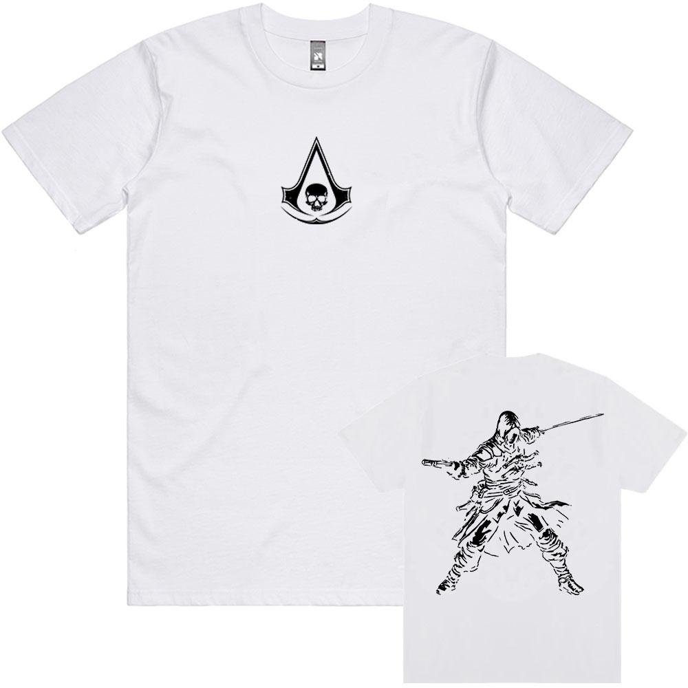 Assassin's Creed Black Flag Resynced Map T-Shirt Unisex Streetwear Lässig Rundhals Sommer T-Shirts Grafik Herren Damen Tee