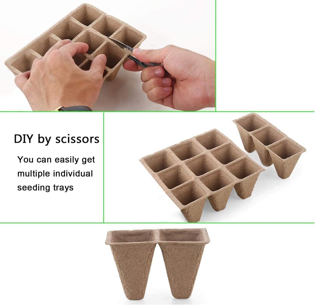 10PCS Paper Pulp Cup Biodegradable Plant Seedling Starter Nursery Tray Gardening Seed Planter Germination Growing Containers