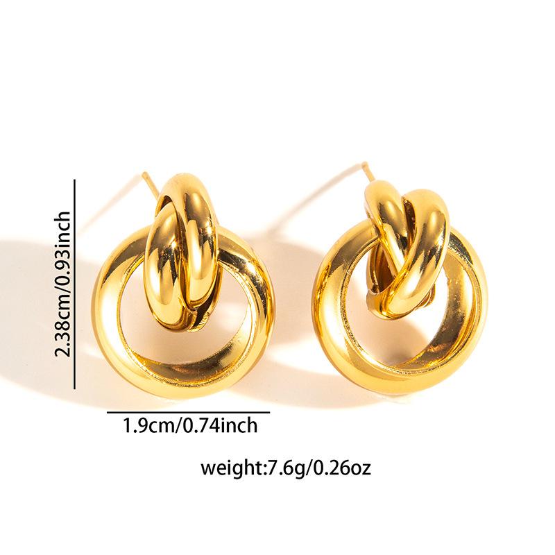 Elegant Retro Geometric Frosted Hollow Cable Texture Earrings for Women