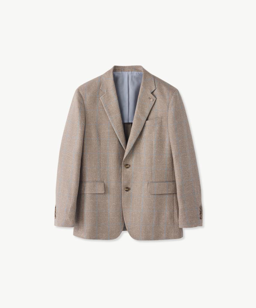 Stco [Summer] Linen Blend Windowpane Check Jacket_Beige (Relaxed Fit)_Sjawb93Ncd