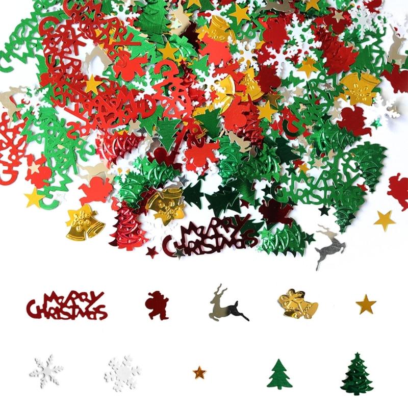 Christmas Reindeer Snowflake Confettis Sparkling Plastic Confettis for Holiday Party Table Centerpieces Vase Fillers
