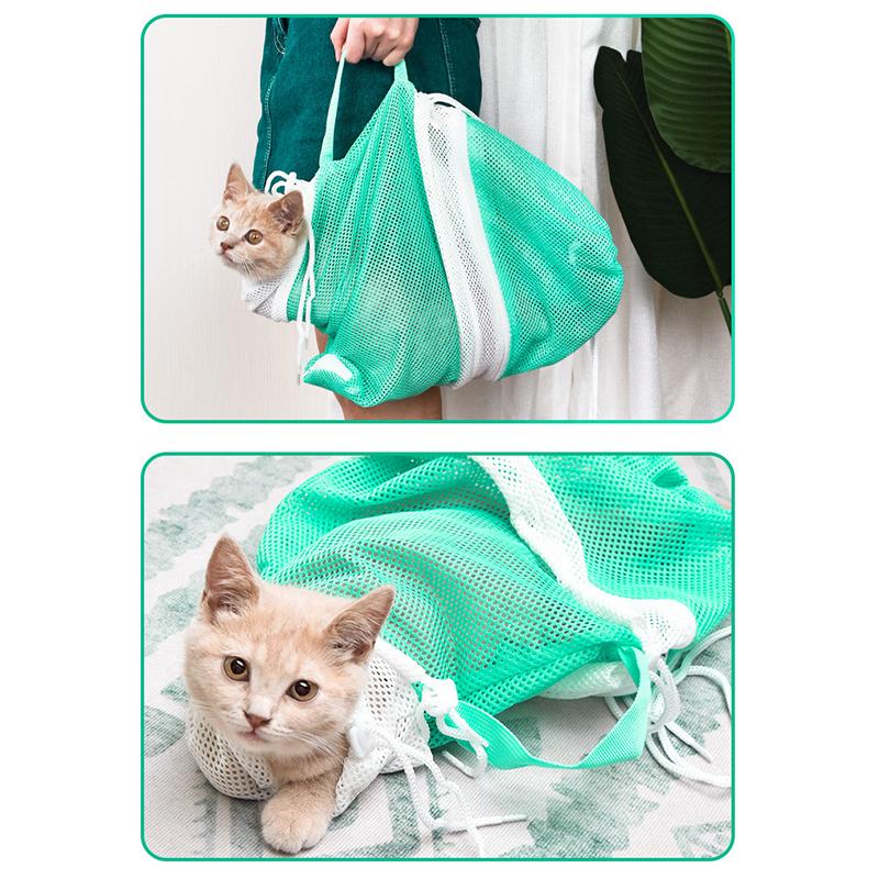 Cat Washing Bag Multifunctional Cat Grooming Bathing Nail Trimming Anti Scratch Bite Restraint Fixed Mesh Bag Adjustable