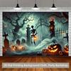 1 Piece of 2D Background Fabric, Polyester Background Fabric for Halloween Pumpkin Cemetery scene.PMJ