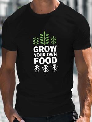 GROW YOUR OWN FOODunisex Casual Grew Neck Short Sleeve T-Shirt for Summer, PLUS SIZE