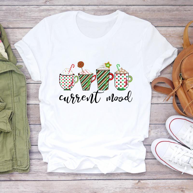 

(Азиатский размер) Футболка с Рождеством, Новым годом, праздником, прекрасный сезон, стиль, милые повседневные женские футболки с принтом, женские модные футболки с коротким рукавом