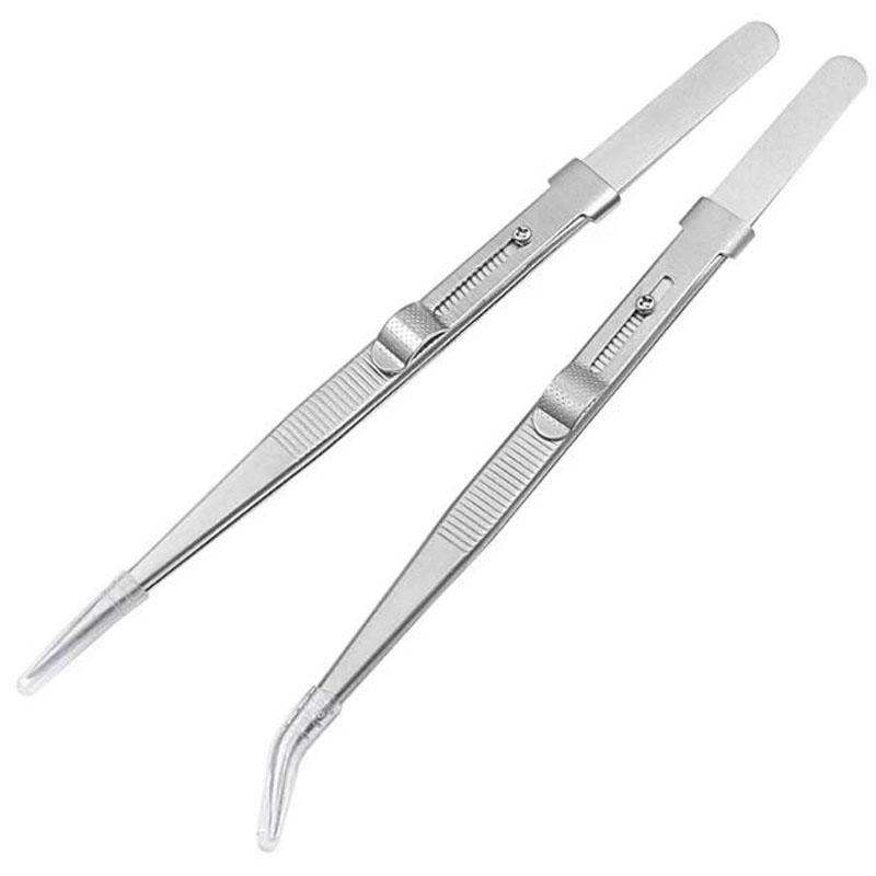Stainless Steel Precision Tweezers Adjustable Slide Lock Antistatic Jewelry Eyebrow Craft For Electronic Component Repair Tools