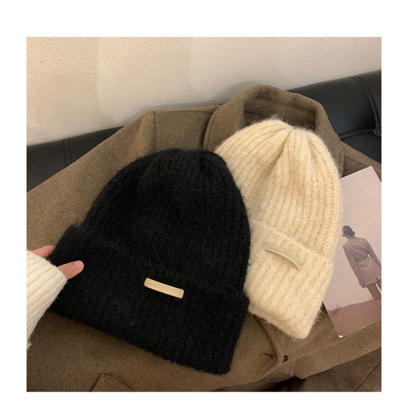 Wool Containing Autumn Winter Yarn Pile Hat Big Head Circumference Versatile Casual Cold Hat Warm Hat Ear Protection Knitted Hat