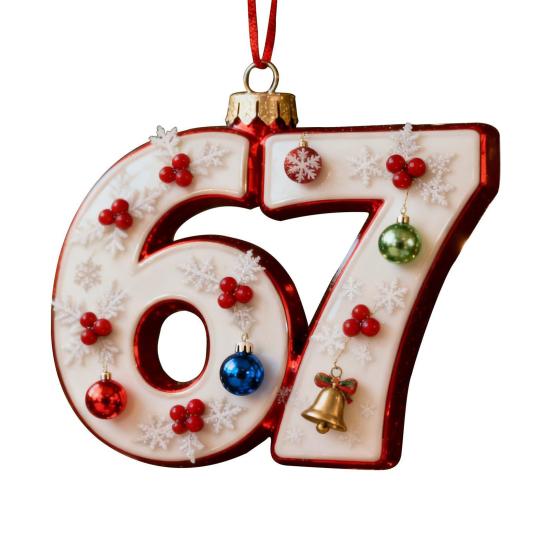 67 Christmas Ornament 2D Flat Funny Six Seven Meme Christmas Decoration