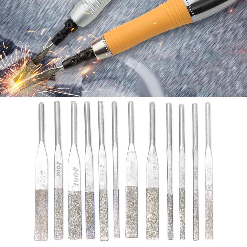 12pcs 3mm Shank Taper Machine Diamond Files for Reciprocating Grinding