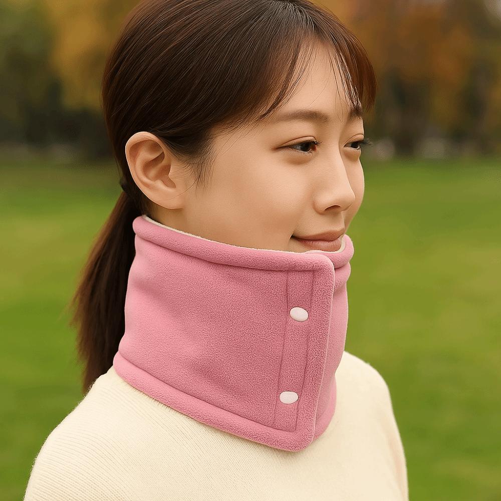 Solid Color Winter Knitted Scarf Double-sided Warm Neck Warmer Face Mask Fleece Muffler cycling