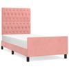 Pink Velvet Bed Frame with Headboard 90 x 190 cm