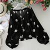 Lantern Sleeve Polka Dot V -Neck Chiffon Sunscreen Shirt Women 'S Shirt Summer Loose Chiffon Tops