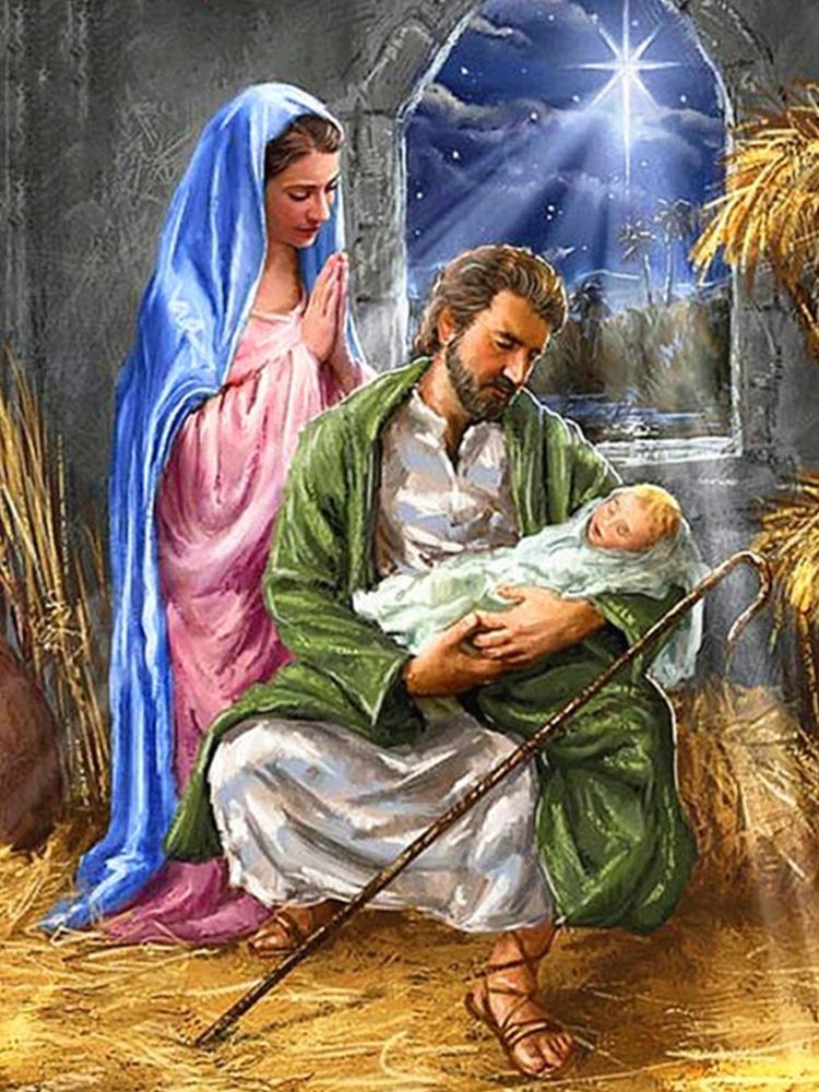 Virgin Mary and Jesus Diamond Painting 5D Diy Cross Embroidery Art Water Diamond Embroidery Religious Wall Decoration