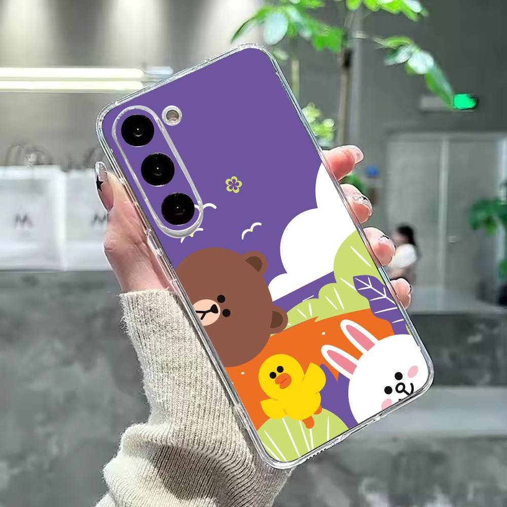 Cartoon L-LINE F-Friends Brown Phone Case For Samsung Galaxy A91,80,73,72 ,71,53,52,32 ,31,22,21s,20,Transparent Case