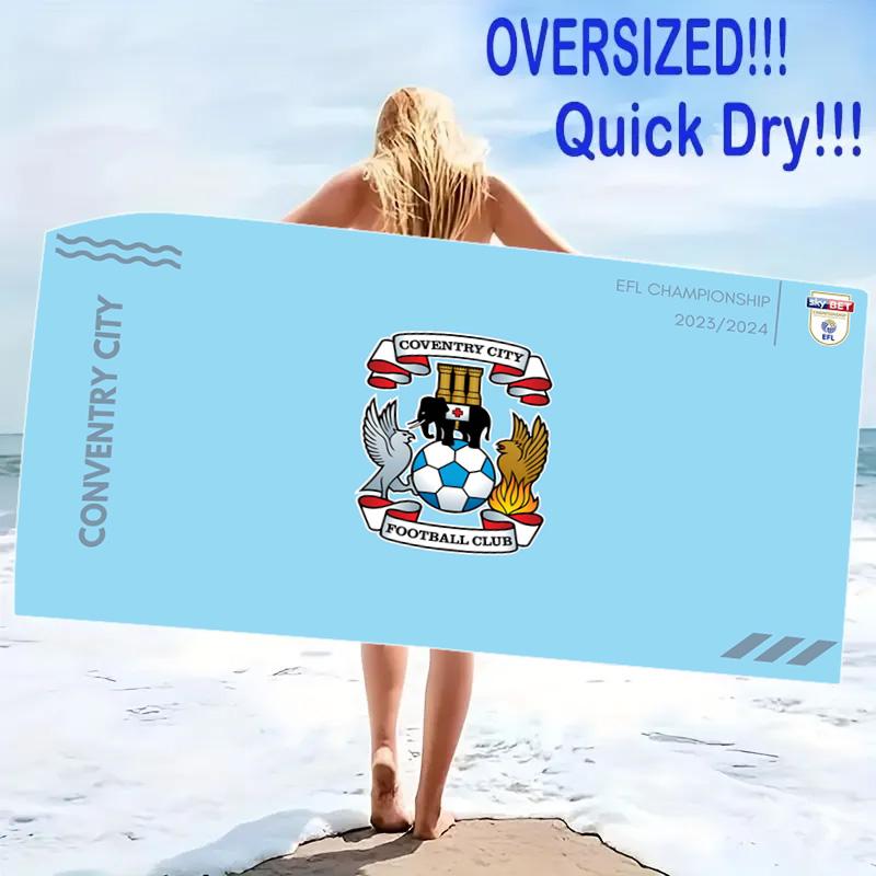 Coventry City Print Beach Towel, Large Soft Quick Dry Towel for Beach Camping Swimming