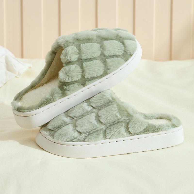 New Cross Plush Cotton Slippers Women's Autumn and Winter Non-slip Indoor Home Thick Bottom Warm Cotton Drag Men's
