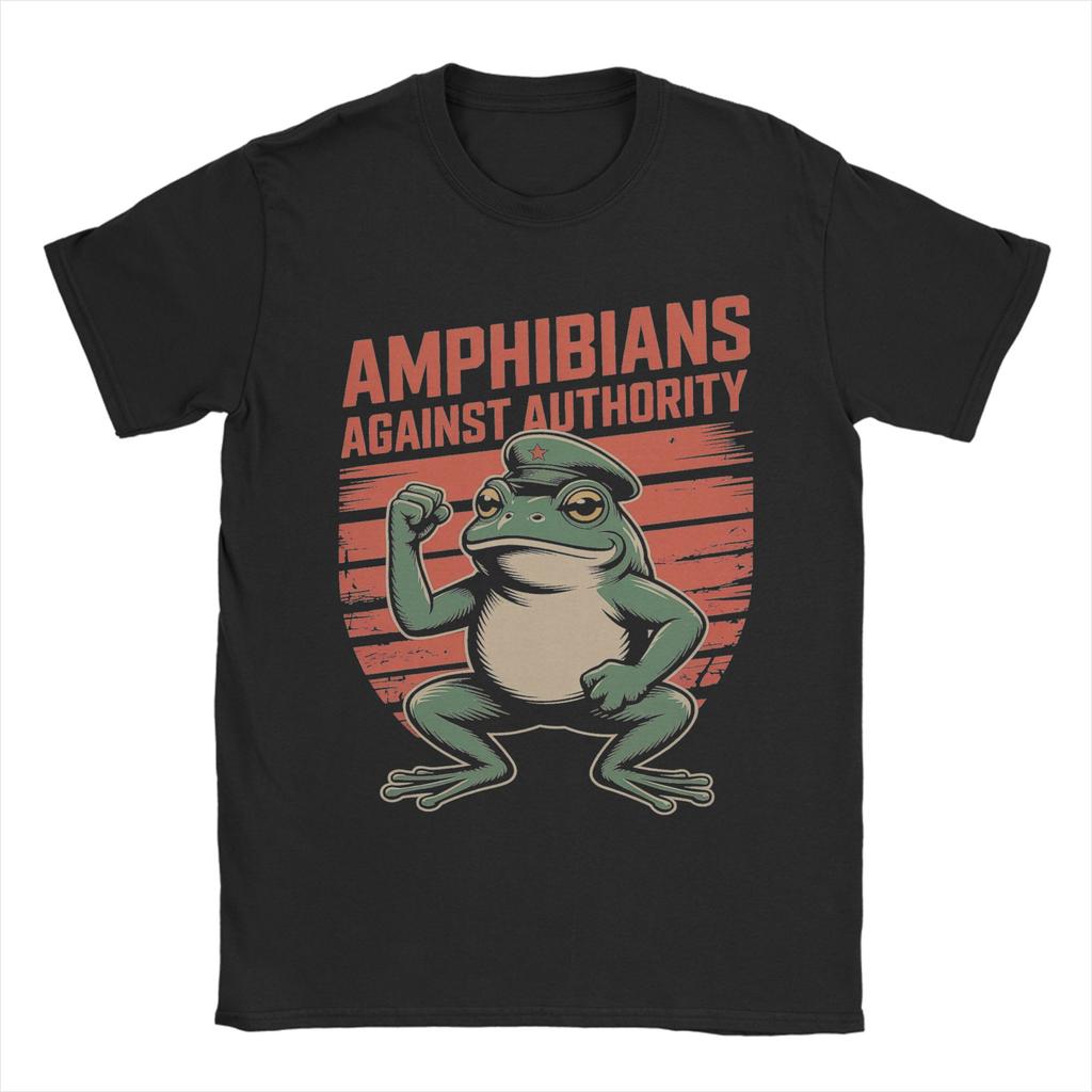 Men Amphibians Against Authority T Shirt Cotton Clothes Vintage Short Sleeve Crew Neck Tees Graphic T-Shirts