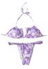 Women's Floral Print Push-Up Bikini with Tie-Up Straps and Padded Cups