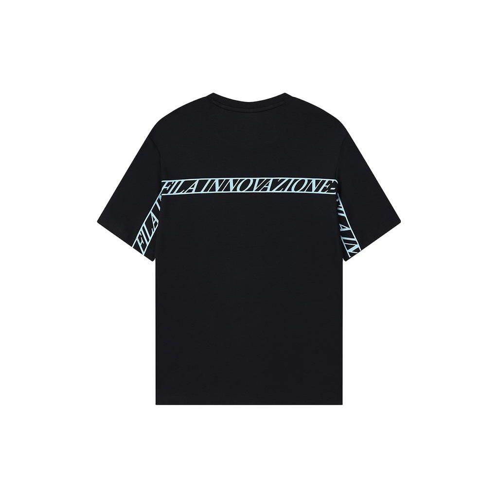 Fila Letter Print Round Neck Short Sleeve T-Shirt Women Tops Black F11W149102F-NV