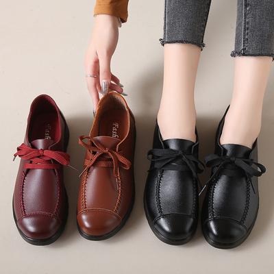 Frühlings- und Herbst-Damenmode Flache Weiche Sohle Rutschfest Schnürschuhe