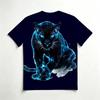 Neon Blue Panther 3D All Over Print Men's Crew Neck T-Shirt