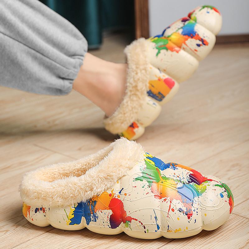 Зимние женские и мужские плюшевые тапочки — фото 10