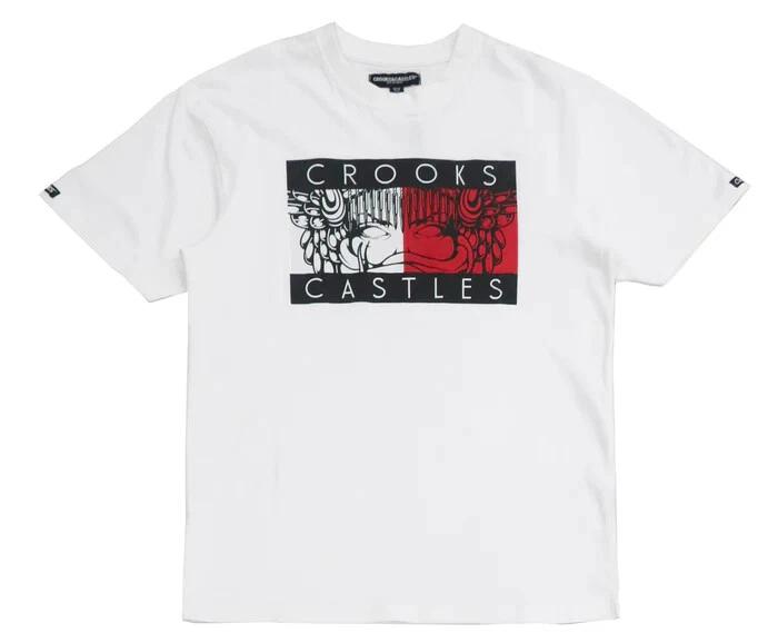 Crooks & Castles Crooks Figure White Short Sleeve 100% Cotton T-shirt Mens Tees Top - XL S