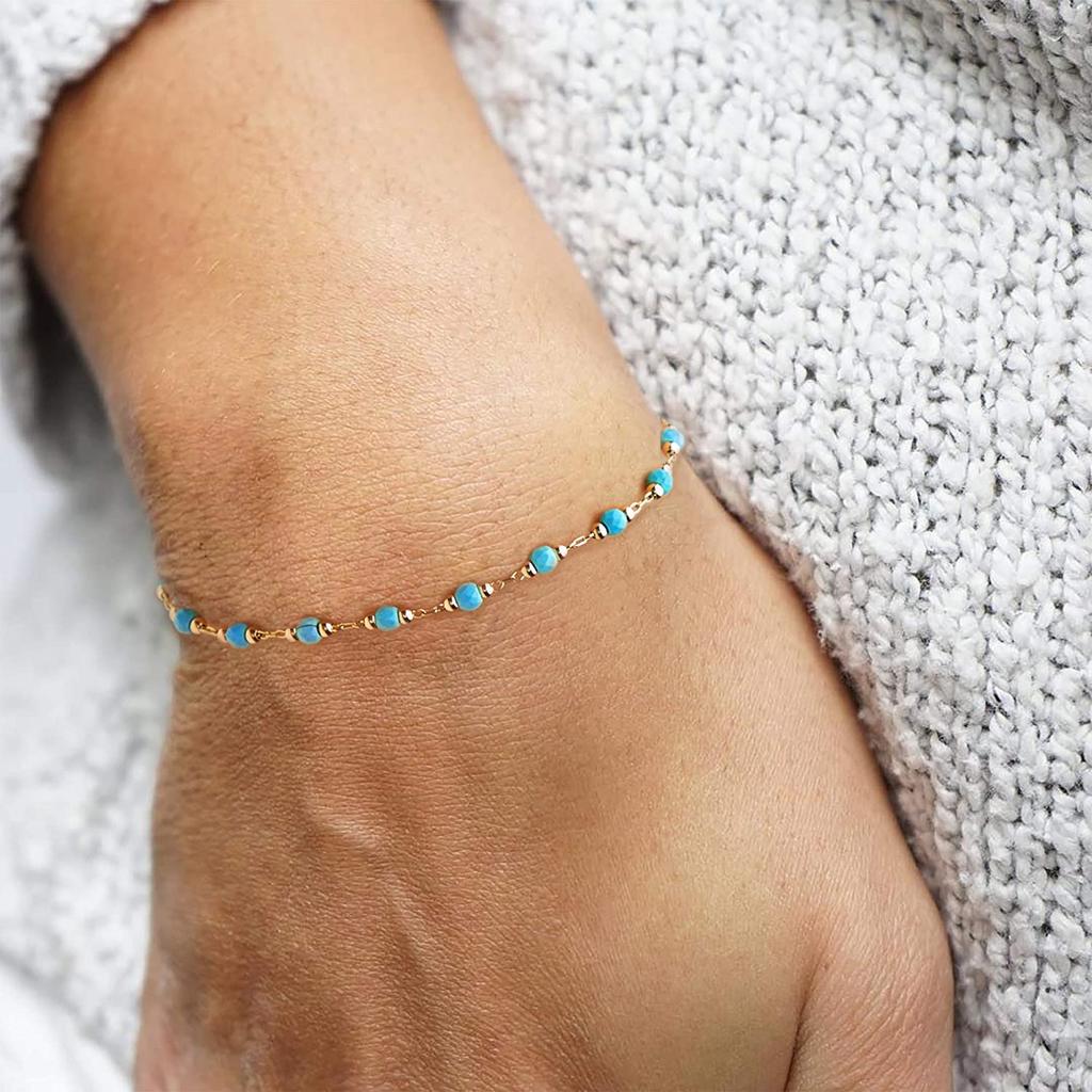 Youthway Fashion Turquoise Stainless Steel  Gold Pvd Plated Adjustable Bracelet Waterproof Jewelry Women Gift