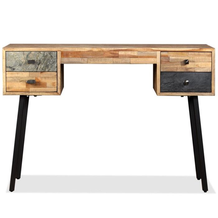 Bureau Teck de récupération massif - VIDAXL - Vintage - Marron - 110 x 50 x 76 cm