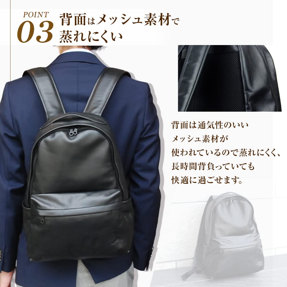 Joya Waterproof Leather BackpackBusiness Bag BLACK J4832
