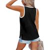 Womens Tank Tops Summer Loose Fit Color Block Casual Sleeveless Tshirts Blouse