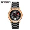 Sanda TEMU Men's Waterproof Quartz Watch with Hollow Dial and Steel Band