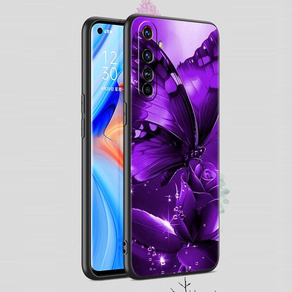 Art Purple Butterfly Soft TPU For Realme 13 12 11 10 9 Pro Plus GT3 GT2 C21 C25 C35 C53 C55 C67 Pro 5G Phone Case Cover Fundas