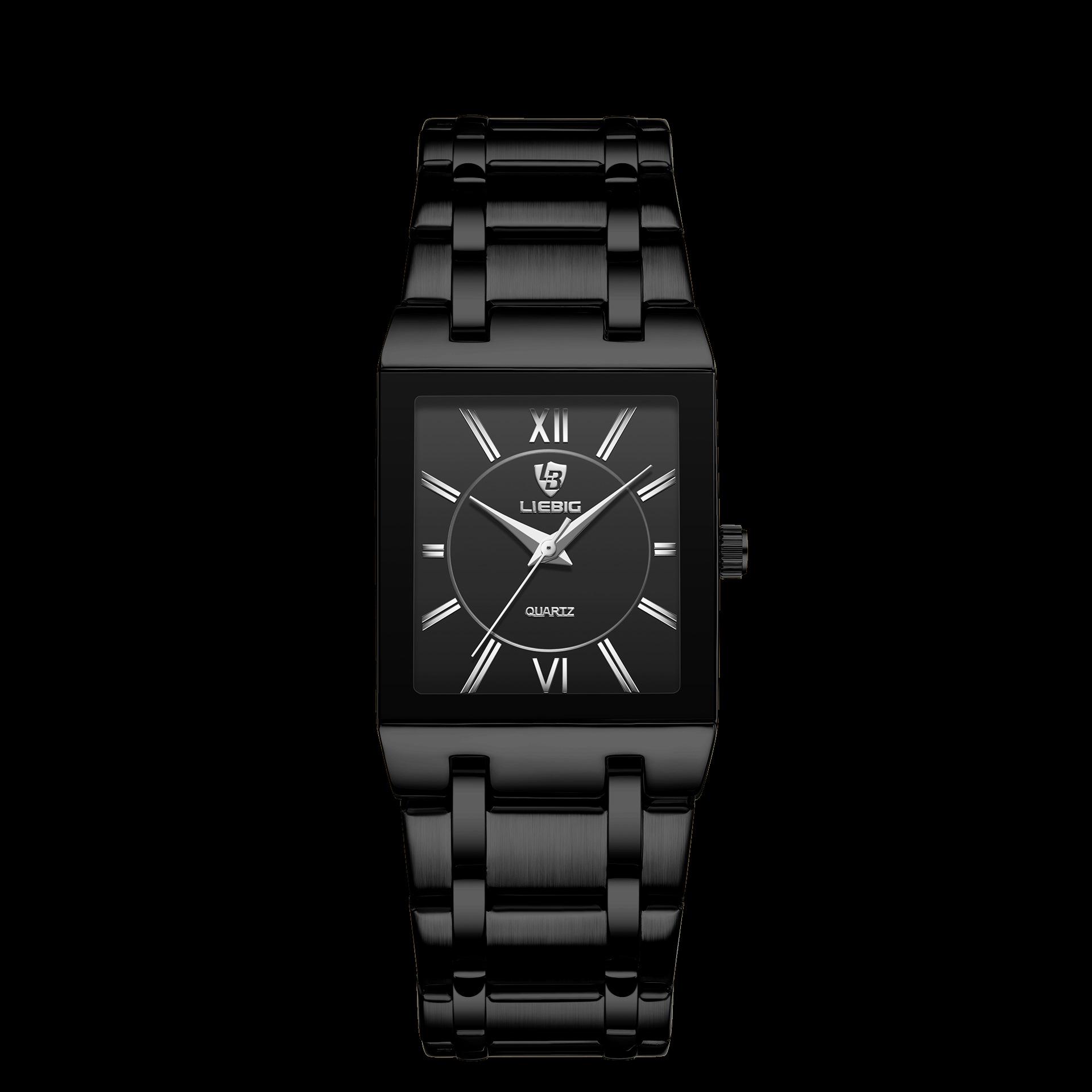 

LIEBIG Класичний жіночий розкішний маленький квадратний годинник зі сталевим браслетом, інкрустованим діамантами, водонепроникний, кварцовий механізм.