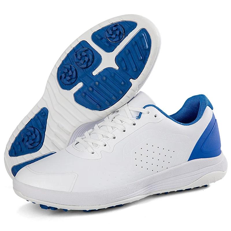 Fashionable Professional Golf Shoes for Men Quality Flat Walking Leather Sneakers Blue Black Man Golf Shoes Big Size