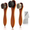 Kit Lucidatura Scarpe a 4 Pezzi con Spazzole in Crine di Cavallo, Spazzola per Lucidare le Scarpe, Spazzole per Pulizia Scarpe e Stivali in Pelle con Panno per Scarpe in Microfibra